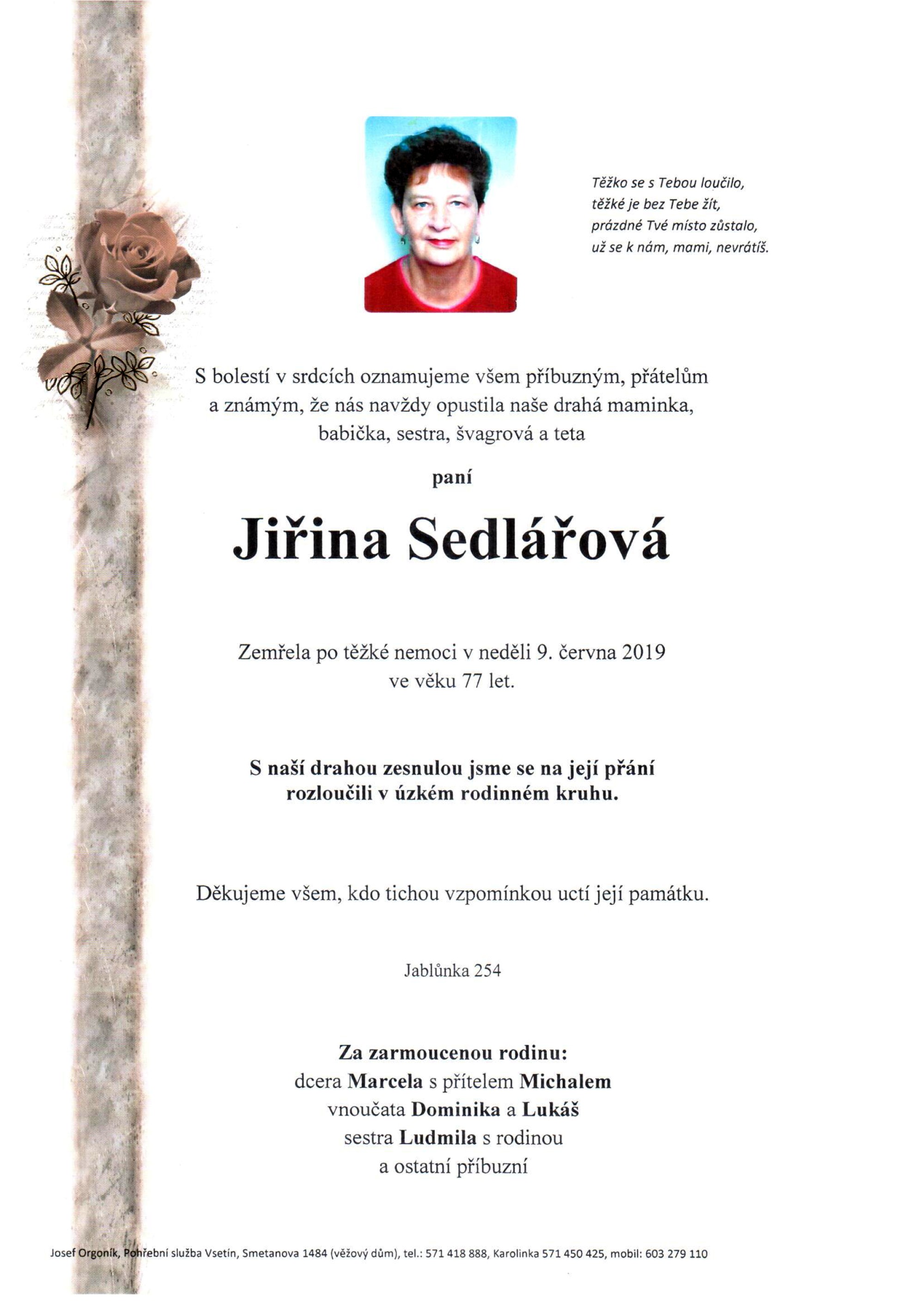 Jiřina Sedlářová