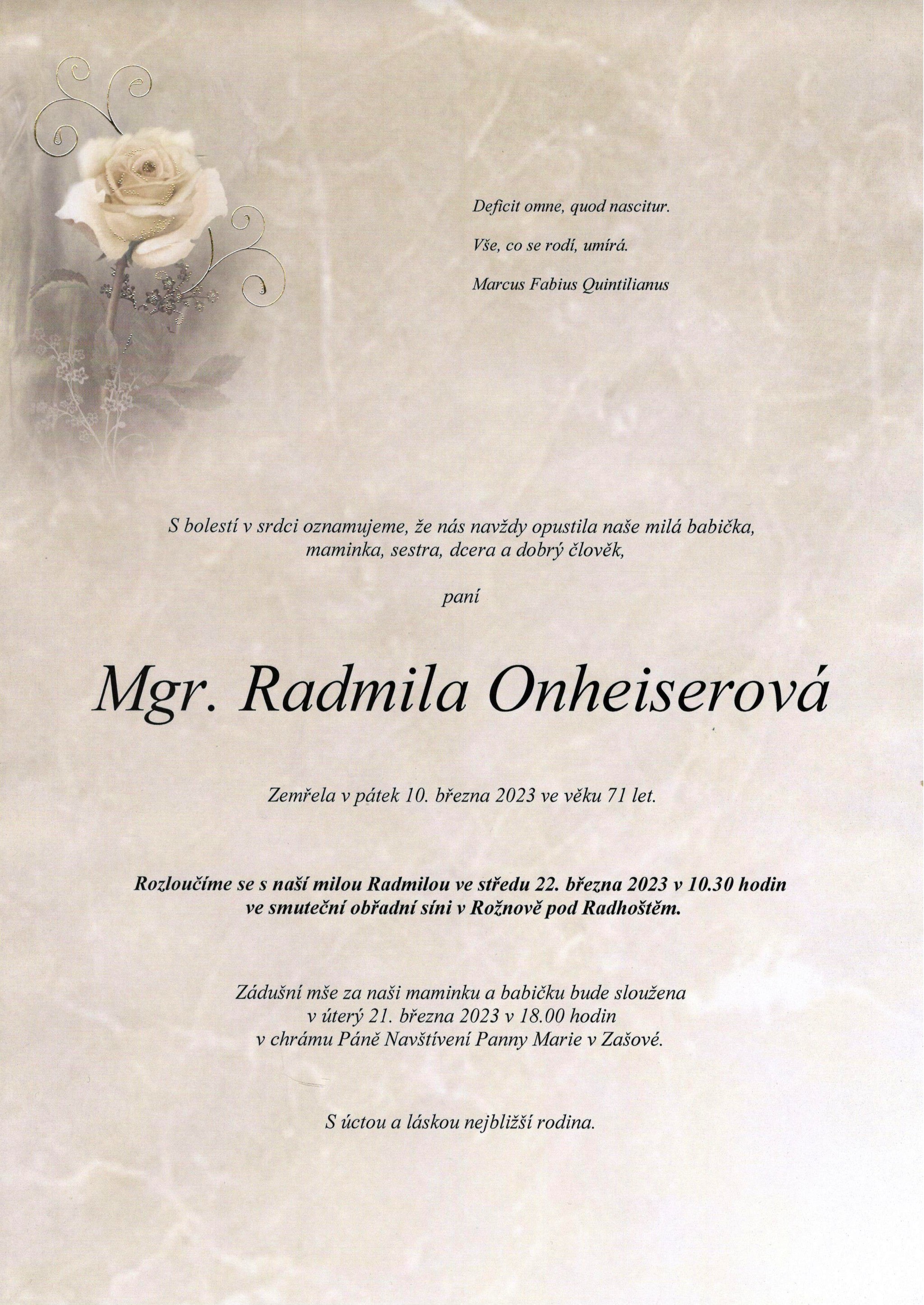 Mgr. Radmila Onheiserová