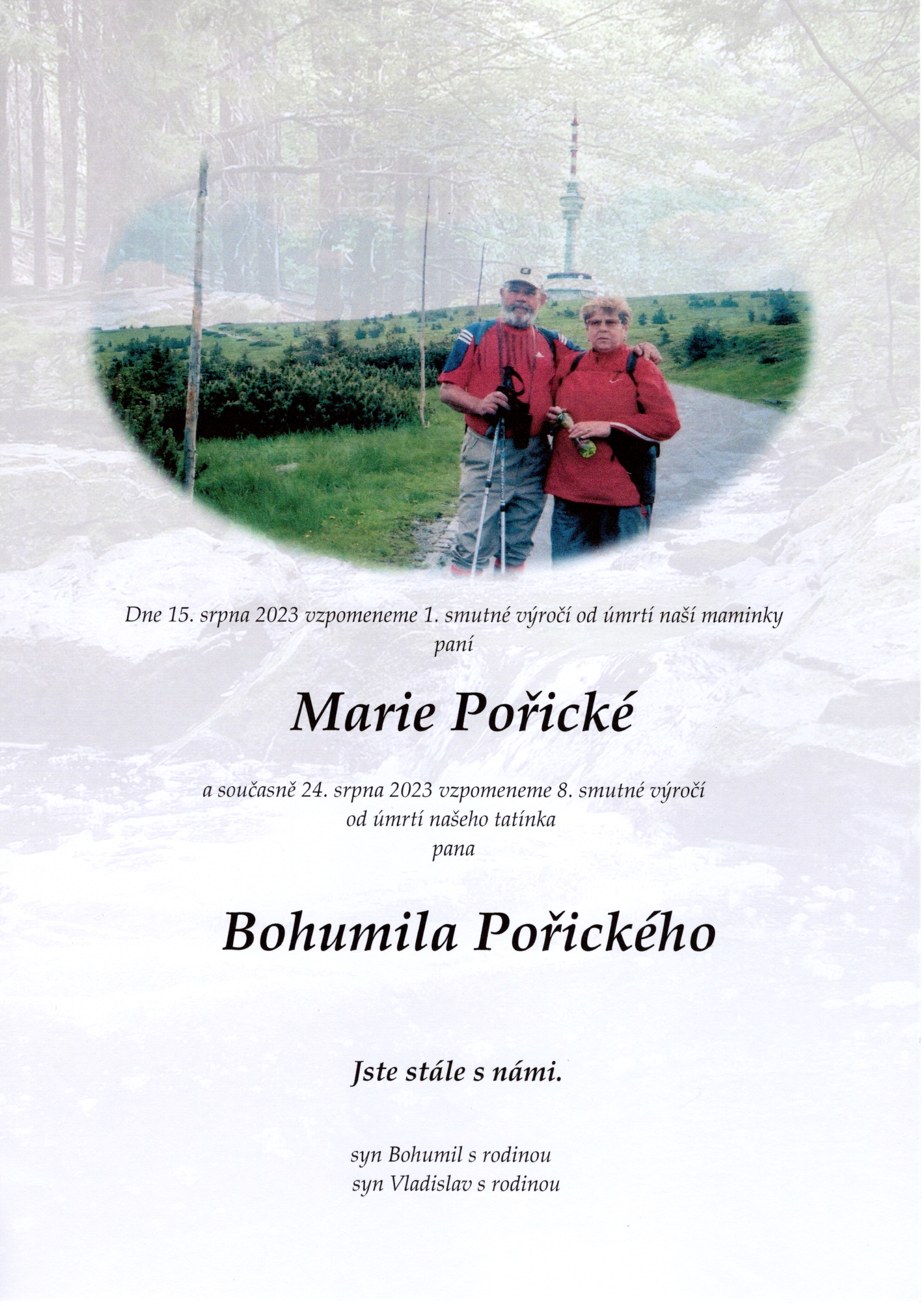 Paní Marie Pořická a pan Bohumil Pořický