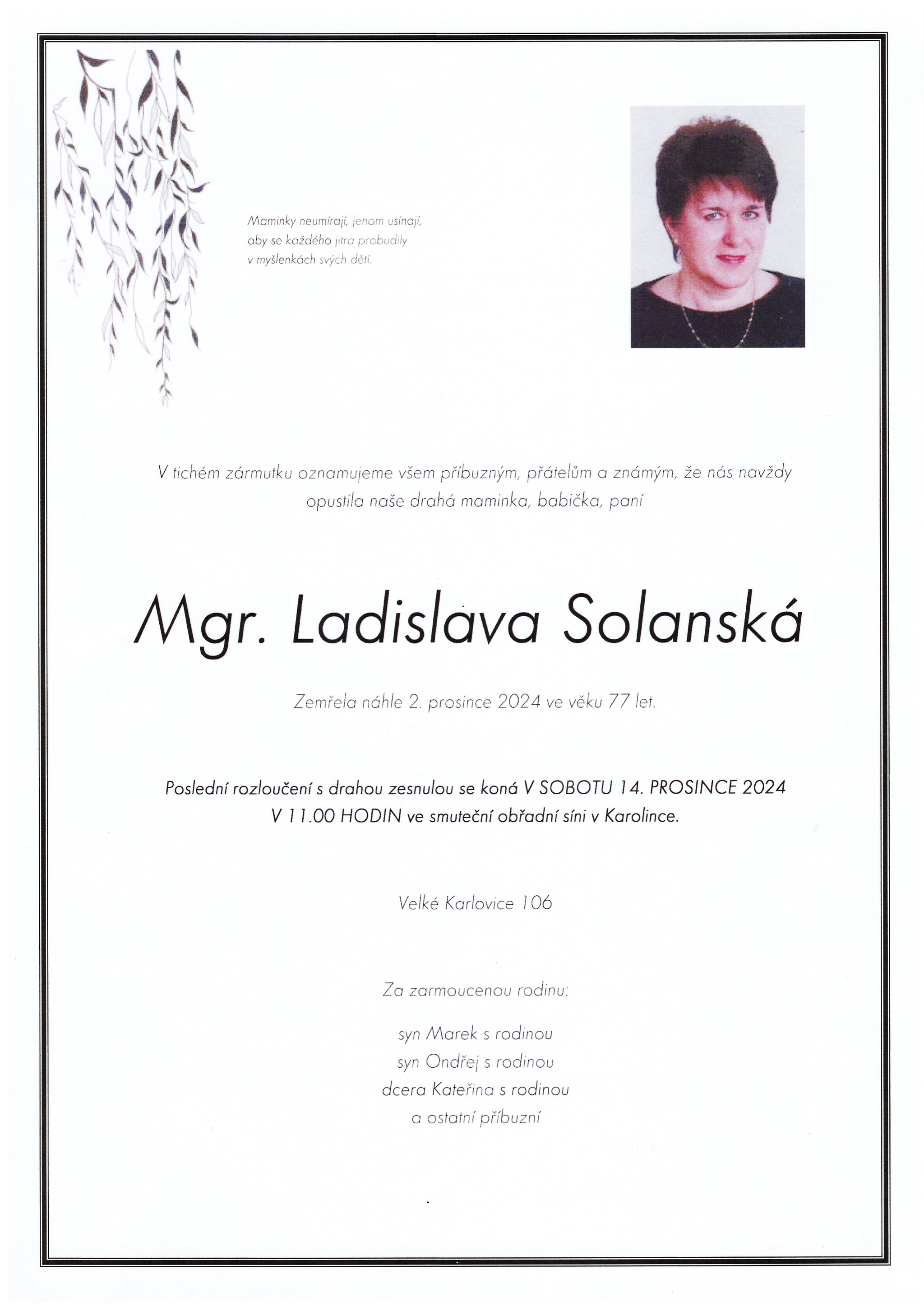 Mgr. Ladislava Solanská